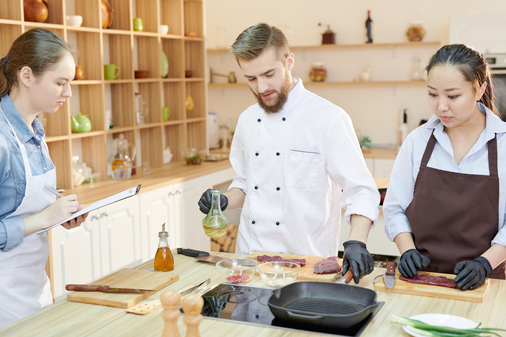 Workshop kitchen with chef demonstrating