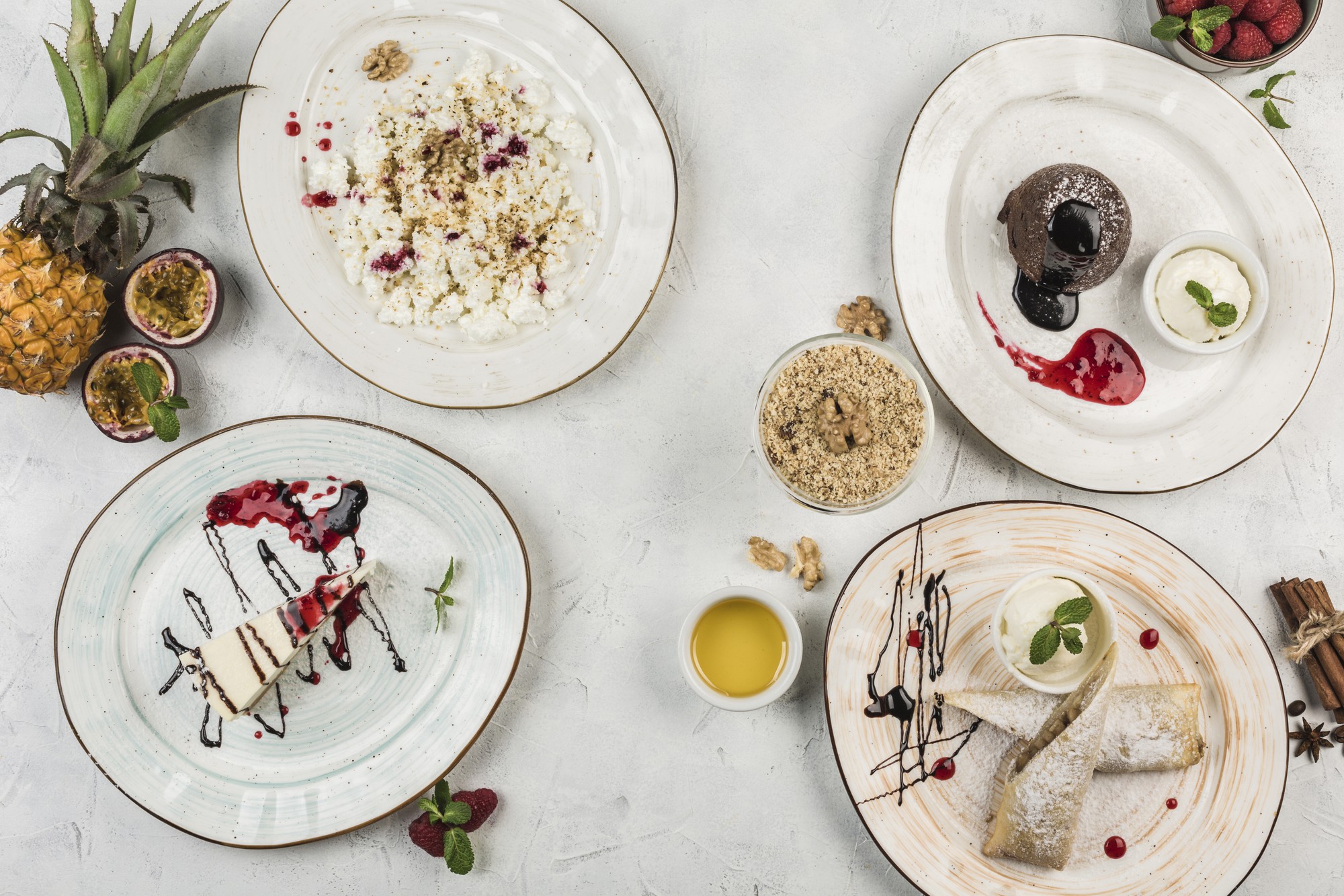 Assorted plated dishes for package examples